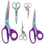 Asdirne Titanium Coating Sewing Scissors Bundle, Professional Fabric Scissors Set, Ultra-Sharp Stainless Steel Blades, Ergonomic Handle, Great for Tailor, Embroidery, Craft, 10.5"/8"/5.1"/4.5"/3.6"