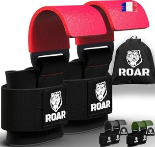 Crochets de Levage de Poids avec Sac. Sangles de Gripper Gants D'entraînement Bodybuilding Haltérophilie Gym Straps Deadlift (Rouge)