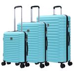 Rocklands Cabin Medium Large Suitcase Luggage Set Hard Shell Lightweight 4 Dual Spinner Wheels Trolley Suitcase Carry On Check in Luggage TSA Lock (Blue, 3 Pcs Set (20"+24"+28")