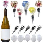 Bottle Stopper Resin Molds, 5 Pack Silicone Resin Molds with 5PCS Mirror Wine Stopper, Crystals Gem Shape Resin Epoxy Molds for DIY Casting Crafts Making