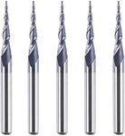 SpeTool 5Pcs Tapered Ball Nose Carving End Mill 1/8 inch Shank 0.25MM Radius (0.5MM Diameter) Tips 3D Woodworking Tool CNC Router Bits