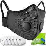 BASE CAMP Silver and Black Upgrade M Plus Dust Mask, Reusable Respirator Face Mask with 6 Activated Carbon Filters, Safety Work Masks for Woodworking, Construction, Yard Lawn Paint, Dust