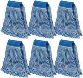 Commercial Mop Head Refills 6 Pack, Heavy Duty Cotton Loop End Mop Heads for Industrial Floor Cleaning, Super Absorbent String Mop Replacements for Restaurant, Garage, Warehouse (16oz)