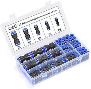 CGELE 60Pcs Quick Connect Air Hose Fittings 5/32 1/4 5/16 3/8 1/2 inch Quick Release Pneumatic Push to Connect Fittings Kit Air Line Fittings for 5/32 1/4 5/16 3/8 1/2 inch Tube