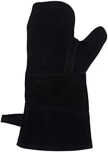 Yardwe 1PC Extreme Heat Fire Resistant Gloves Leather for Fireplace Stove Oven Grill Welding BBQ Pot Holder