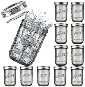 DaYammi 12 Pack 16 oz Wide Mouth Mason Jars with Lids, Airtight Glass Canning Jars for Food Storage, Meal Prep, Fermenting, Pickling & Jam Black