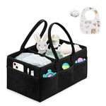 Nappy Caddy Essentials for Newborn, Portable Baby Caddy Organiser, Baby Bag Organiser Basket for Baby Shower Gifts(Black)