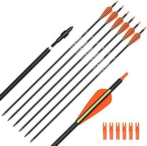 28 30 31Inch Carbon Arrow Archery Hunting Targeting Arrows with 100 Grain Removable Tips for Archery Compound & Recurve Bow & Traditional Bow Target Practice Shooting