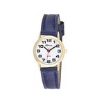 Ravel Women's Easy Read Watch with Big Numbers - Blue/Gold Tone/White Dial