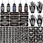 Moricher Temporary Tattoo Kits 5 Inks 102 Stencils, Henna Tattoo Kit with Mandala Stencils Semi Permanent Tattoo Markers Jagua Gel for Women Men Kids DIY Art Painting Party Gifts