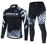 sponeed Cycling Uniforms for Men Gel Padded Bike Pants Wicking Long Jersey US S Gray Multi