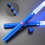 Kiseely Lightsaber, 15 Colors Light Sabers with Vibrating Metal Hilts, 2 in 1 LED Light Sword with 3 Sounds Mode, Metal Hilts | Light Burst Mode | Rechargeable Battery (Blue)