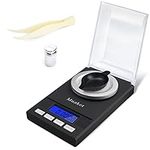 Digital Milligram Scales 0.001g/50g, Muaket Mini Kitchen Scales with LCD Display, High Precision Electronic Jewelry Scales, Portable Kitchen Scale with Calibration Weights, Tweezers and Weighing Pans