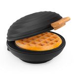 CROWNFUL Mini Waffle Maker Machine, 4 Inches Portable Small Compact Design, Easy to Clean, Non-Stick Surfaces, Recipe Guide Included, Perfect for Breakfast, Dessert, Sandwich, or Other Snacks. Black