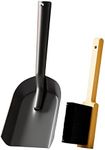 Kingson Fireplace Shovel Black Ash Shovel and Brush, Dustpan Set Small, Durable Steel, Set with Fireplace Dustpan and Brush, Coal Shovel