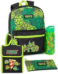 Teenage Mutant Ninja Turtles Boys Backpack Set | Kids 4 Piece Green Rucksack Bundle with School Bag, Pencil Case, Lunch Bag & Water Bottle | TMNT Graphic Complete Matching Set | Back to School Gifts