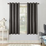 CUCRAF 100% Blackout Curtains Grey Curtains 63 Inch Drop 2 Panels Soft Texture Energy Saving Sun Blocking Eyelet TopThermal Curtains for Bedroom Living Room 52 X 63 Inch, Grey