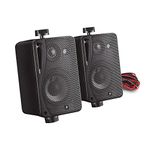 E-Audio B416B Wall Mount Speakers with Brackets Background Music Home Hi-FI Stereo PA 3 Inch 3-Way 80w Black