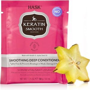 HASK Keratin Smoothing Deep Conditioner Treatment for all hair types, colour safe, gluten-free, sulfate-free, paraben-free - 1 50mL Packette