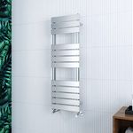 ELEGANT 1200 x 400mm Designer Towel Radiator Chrome Flat Panel Wall Mount Ladder Rad Modern Heated Towel Rails for Bathroom