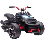 AIYAPLAY Kids Electric Ride On Car, 12V Ride On ATV Electric Vehicle Toy Car with MP3 Player, Horn, 2 Speeds, LED Lights, 3 Wheeler for Boys & Girls Ages 3-8, Black