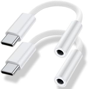 USB Type C to 3.5mm Headphone Jack Adapter, (2-Pack) USB C to Aux Female Audio Dongle Cable Cord Compatible for iPhone 15 Plus/15 Pro Max, Samsung Galaxy S24 S23 S22 S21Ultra, Pixel, iPad Pro, MacBook