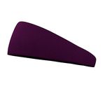 Bondi Band Headbands for Women, Tapered Anti Slip Workout Headbands That Stay in Place, Absorbent, Moisture Wicking, for Running, Yoga, Skiing and More, Eggplant Purple, 4 Inch