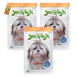 Jerhigh High Protein Real Chicken Meat Dog Treats, Fully Digestible Healthy Snack & Training Treat - Sold by Foodie Puppies with Free Key Ring (Carrot, (70gm X 3))