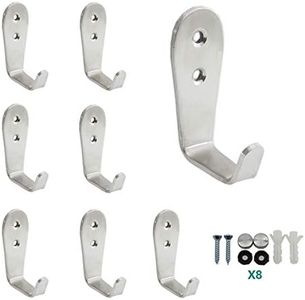 Ulifestar Stainless Steel Coat Hooks, Heavy Duty Metal Hooks for Hanging Towels Keys Hats,Kitchen Bathroom Wall Mounted Hanger Hooks Indoor and Outdoor Hooks with Installation Screws 8 Pack