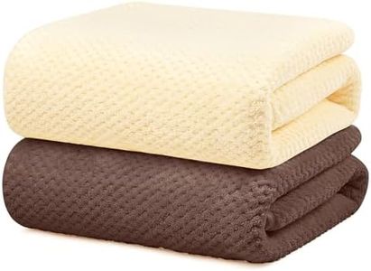 YURIRIA Bathroom Towels 2 Pack Ultra Soft Water Absorbent Towel Set for Quick Drying Microfiber Towels in Bathrooms, Beach, Swimming Pool, Gym, and Spa Centers (Dark Coffee+Beige)
