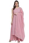 SHOPPING QUEEN Women's Georgette Straight Kurta Palazzo Set with Dupatta (A500_Dusty Pink_M)