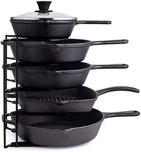 Cuisinel Heavy Duty Pan Organizer - 5 Tier Rack - Holds 50 LB - Holds Cast Iron Skillets, Griddles and Shallow Pots - Durable Steel Construction - Space Saving Kitchen Storage - No Assembly Required