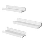 SONGMICS Wall Shelf 3 Set Floating Shelves Ledge for Picture Frames and Books, 38 x 10 cm, MDF White LWS38WT