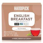 HANDPICK, English Breakfast Black Tea Bags (100 Count) Non-GMO | Strong, Robust, High-Caffeine Black Tea | Eco-conscious Tea Bags, Brew English Breakfast Tea & Kombucha Tea