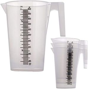 TCP Global 2 Liter (2000ml) Plastic Graduated Measuring and Mixing Pitcher (Pack of 4) - Holds Over 2 Quarts (64oz) - Pouring Cup, Measure & Mix Paint, Resin, Epoxy, Kitchen Cooking Baking Ingredients