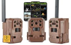 Moultrie Mobile Edge Cellular Trail Camera - 3 Pack - Auto Connect - Nationwide Coverage - 720p Video with Audio - Built in Memory - Cloud Storage - 80 ft Low Glow IR LED Flash