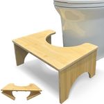 Bamboo Toilet Stool for Adults,Squatting Poop Stool with Anti-Slip Strip,Toilet Potty Stool,7 Inches Collapsible Bathroom Stool, Toilet Assistance Step Stool,Portable and Space-Saving,Healthy Gifts