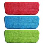 ALMURAT Microfiber Spray Mop Pad Washable Replacement Reusable Refill Head Cleaning Duster Cloth Pads Multicolor -3 Pcs