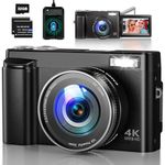 Digital Camera 4K, 48MP Autofocus Vlogging Camera with 32G Card, Rechargeable Compact Digital Camera with 3.0 inch 180° Flip Screen 16X Digital Zoom for Teenagers, Beginners, Adults Black