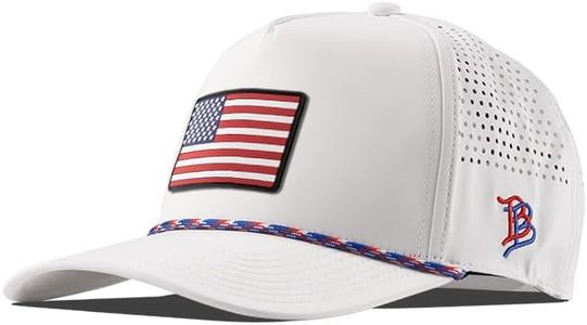 Branded Bills Old Glory PVC Curved 5 Panel Rope Hat, White/RWB Rope, Fits 7-7 7/8, Adjustable Snapback | Lightweight, Comfort Stretch, & Quick Dry Baseball Cap