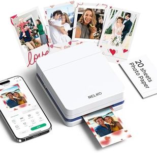 Nelko Photo Printer, PP01 Color Mini Portable Printer, Instant Smartphone Inkjet Printer, Sticky-Back Rechargeable Portable Picture Printer for iOS & Android, for Christmas Family, White