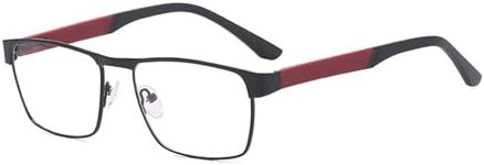 Auralice Red Rectangle Blue Light Glasses for Women and Men, Metal Frame with Spring Temple, Designer Reading Blocker Eyewear for Gaming Hanora