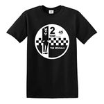 2 Tone Records The Specials Retro Music T-Shirt SKA Northern Soul Reggae Top (2XL, Black T-Shirt White Print)