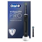 Oral-B Vitality Pro Electric Toothbrushes for Adults, for Him/Her, 1 Handle, 2 Toothbrush Heads, 3 Brushing Modes Including Sensitive Plus, 2 Pin UK Plug, Black (Packing May Vary)