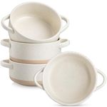 vancasso Sabine Soup Bowls with Handles, 30 Oz French Onion Soup Bowls, Oven Safe Soup Bowls for Cereal, Pasta, Chilli, Stew, Large Soup Crocks Set of 4, Beige