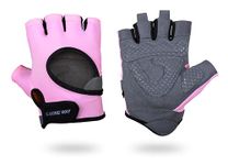 Workout Gloves for Men and Women, Weight Lifting Gloves with Wrist Support, Padded Gym Gloves, Fingerless, Grip, Palm, Training Gloves, Exercise, Pull-ups, Climbing, Rowing (Gym Gloves Pink, Medium)