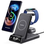 Charging Station for Samsung S25/Watch 8/8 Classic, 3 in 1 Wireless Charger for Samsung S25 Ultra/S25+/S24/S23/Fold 6, Galaxy Watch Ultra 2025/7/6/5/4/3, Galaxy Buds, SwanScout 703S (No Adapter)