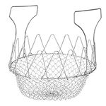 Belle Vous Stainless Steel Foldable Frying Basket - Folding Colander/Strainer Kitchen Cooking Tool - Wire Mesh Net Food Basket for Deep Frying Potato Fries, Steaming & Rinsing Vegetables/Fruit