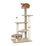 Furhaven Tiger Tough Cat Tree Play Stairs Playground w/Toys & Perch - Cream, One Size
