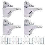 Kioiner 4 Pcs Adjustable Glass Shelf Brackets, Zinc Alloy Glass Clamp Holder, Wall Mount Floating Glass Shelf Clamp Clips with Screws for 3-21mm Thickness Wood/Glass Shelf